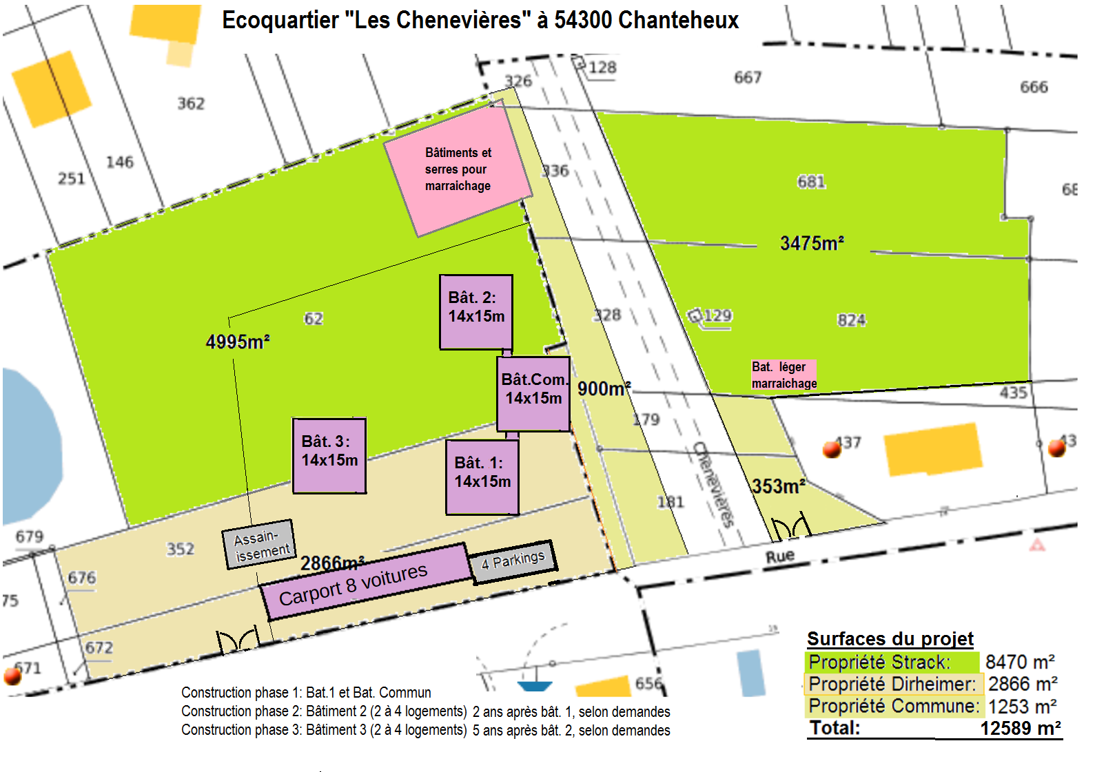 Plan with 4 buildings as accepted by the authorities